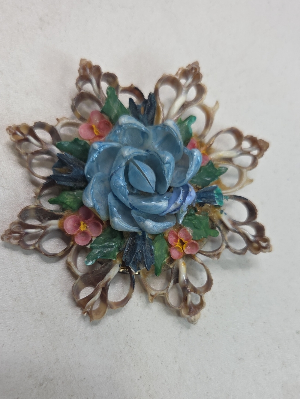 Large shell vintage brooch
